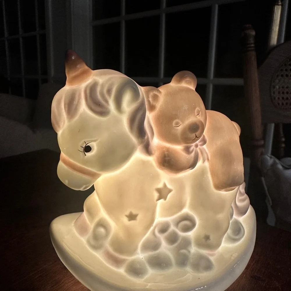 Enesco toddler baby room rocking horse night light with cord